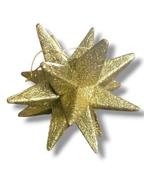 London Harrod’s Glitter Gold 3D Star Christmas Tree Ornament Holiday Decor